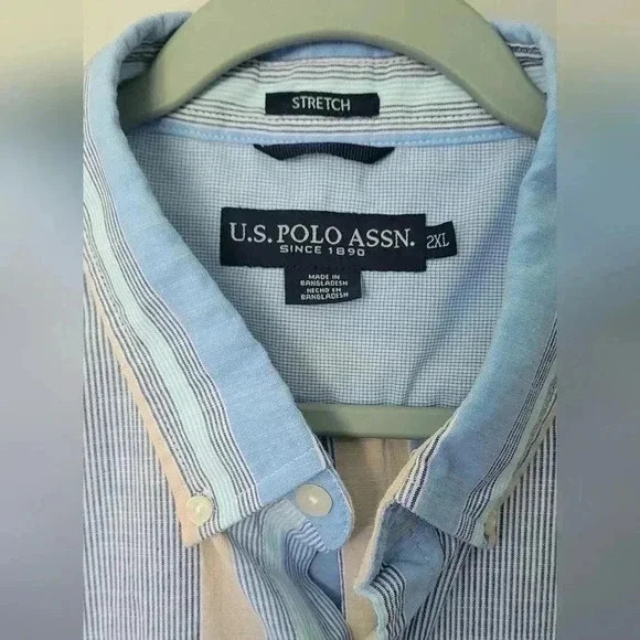 U.S. Polo Assn. Short Sleeve striped Buttondown Shirt Mens size 2X - Picture 4 of 11
